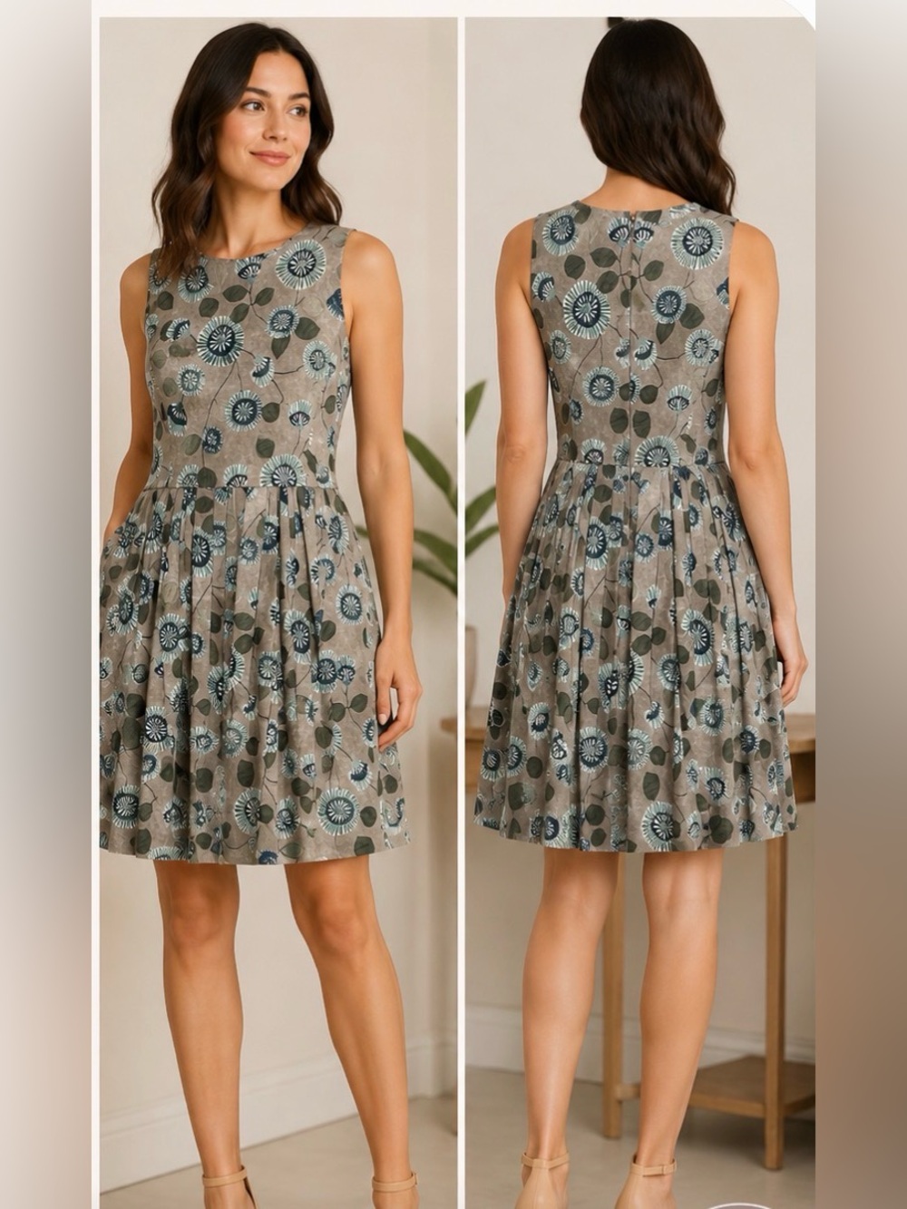 ‘s MaxMara Sleeveless Floral Fit-and-Flare Dress, see measurements